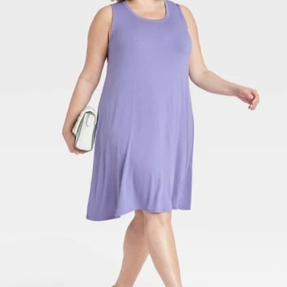 Ava & Viv Women's Plus Size Sleeveless Knit Swing Dress